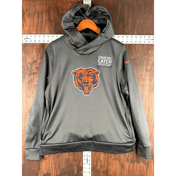 Nike Tops - Nike Chicago Bears NFL Team Apparel Crucial Catch Hoodie Gray Orange Womens XL